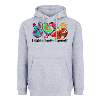 Heather Grey peace love  summer Heavyweight Hoodie - AdoDesignShop