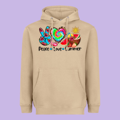 Peace Love  Summer Heavyweight Hoodie Designed By Adodesignshop