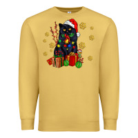 Antique Gold black cat meowy christmas Premium Sweatshirt - AdoDesignShop