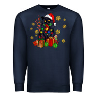 Navy black cat meowy christmas Premium Sweatshirt - AdoDesignShop