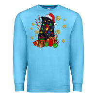 Ocean Blue black cat meowy christmas Premium Sweatshirt - AdoDesignShop