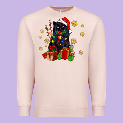 Black Cat Meowy Christmas Premium Sweatshirt Designed By Adodesignshop