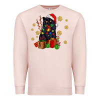 Pale Pink black cat meowy christmas Premium Sweatshirt - AdoDesignShop
