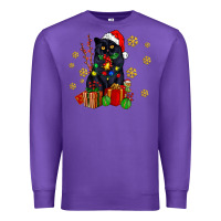 Purple black cat meowy christmas Premium Sweatshirt - AdoDesignShop