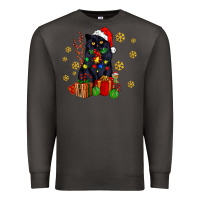 Smoke black cat meowy christmas Premium Sweatshirt - AdoDesignShop