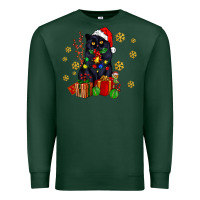 Sports Green black cat meowy christmas Premium Sweatshirt - AdoDesignShop