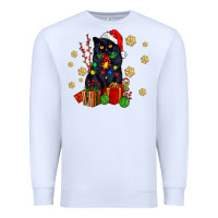 White black cat meowy christmas Premium Sweatshirt - AdoDesignShop