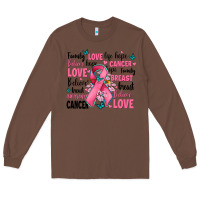 Chestnut breast cancer ribbons with cancer words Long Sleeve Tee - AdoDesignShop