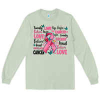 Matcha breast cancer ribbons with cancer words Long Sleeve Tee - AdoDesignShop