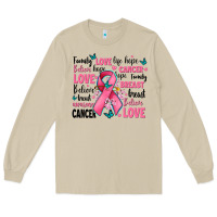 Mushroom breast cancer ribbons with cancer words Long Sleeve Tee - AdoDesignShop