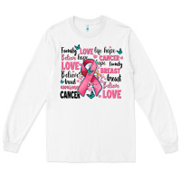 White breast cancer ribbons with cancer words Long Sleeve Tee - AdoDesignShop