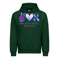 Forest Green Peace love cure Thyroid Cancer Urban Hoodie - NancyCooperArtShop