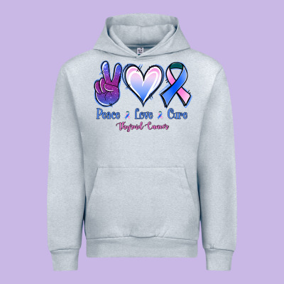Peace Love Cure Thyroid Cancer Urban Hoodie Designed By Nancycooperartshop