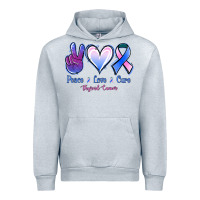 Heather Grey Peace love cure Thyroid Cancer Urban Hoodie - NancyCooperArtShop