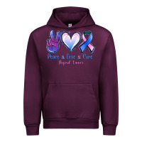 Mauve Wine Peace love cure Thyroid Cancer Urban Hoodie - NancyCooperArtShop