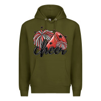 Army Green cheer Premium Hoodie - MaliasSmallBusiness