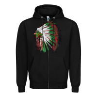 Black christmas indian feather headdress Zipper Hoodie - RanaPortraitStore