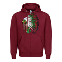 Burgundy christmas indian feather headdress Zipper Hoodie - RanaPortraitStore