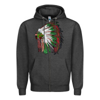 Charcoal Heather christmas indian feather headdress Zipper Hoodie - RanaPortraitStore