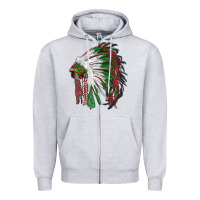 Heather Grey christmas indian feather headdress Zipper Hoodie - RanaPortraitStore