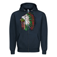 Navy christmas indian feather headdress Zipper Hoodie - RanaPortraitStore