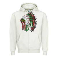 Oatmeal Heather christmas indian feather headdress Zipper Hoodie - RanaPortraitStore