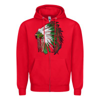 Red christmas indian feather headdress Zipper Hoodie - RanaPortraitStore