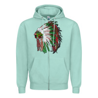Seafoam christmas indian feather headdress Zipper Hoodie - RanaPortraitStore
