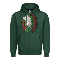 Christmas Indian Feather Headdress Zipper Hoodie | Teevron