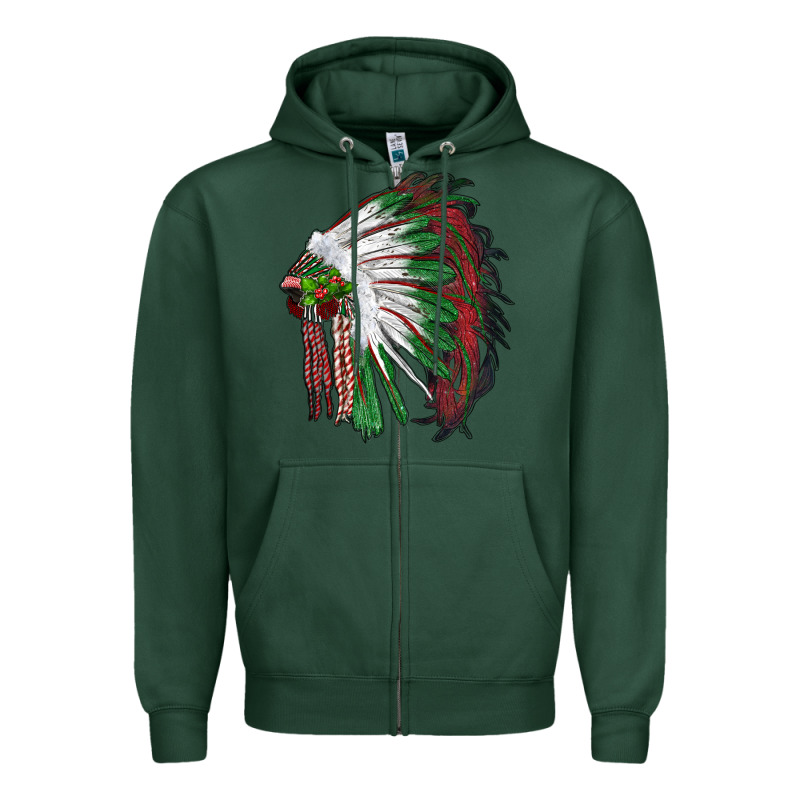 Christmas Indian Feather Headdress Zipper Hoodie by RanaPortraitStore | Teevron