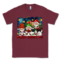 Burgundy merry christmas gnomies wagon Classic Tee - FaDigitalArtStudio