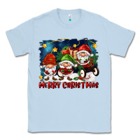 Dusty Blue merry christmas gnomies wagon Classic Tee - FaDigitalArtStudio