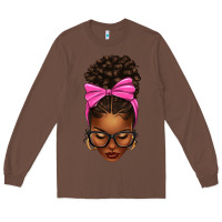 Chestnut afro messy bun pink bow Long Sleeve Tee - texasbilliewilder