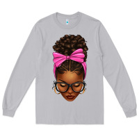 Moon Dust afro messy bun pink bow Long Sleeve Tee - texasbilliewilder