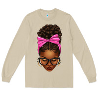Mushroom afro messy bun pink bow Long Sleeve Tee - texasbilliewilder