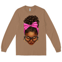Toasted Coconut afro messy bun pink bow Long Sleeve Tee - texasbilliewilder