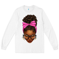 White afro messy bun pink bow Long Sleeve Tee - texasbilliewilder