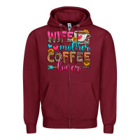 Burgundy wife mother coffee lover Zipper Hoodie - Zillion Design Studio