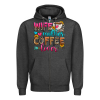 Charcoal Heather wife mother coffee lover Zipper Hoodie - Zillion Design Studio