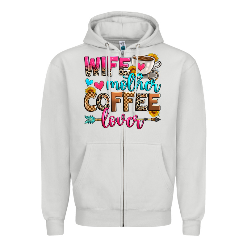 Wife Mother Coffee Lover Zipper Hoodie by Zillion Design Studio | Teevron