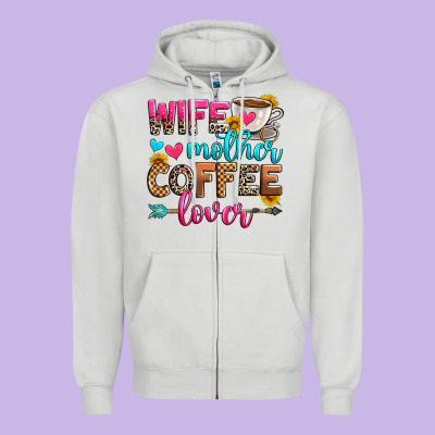 Wife Mother Coffee Lover Zipper Hoodie Designed By Zillion Design Studio