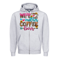 Heather Grey wife mother coffee lover Zipper Hoodie - Zillion Design Studio