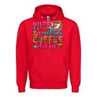 Red wife mother coffee lover Zipper Hoodie - Zillion Design Studio