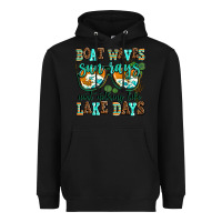 Black boat waves sun rays aint nothing like lake days Heavyweight Hoodie - AdoDesignShop
