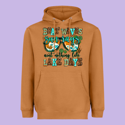 Boat Waves Sun Rays Aint Nothing Like Lake Days Heavyweight Hoodie Designed By Adodesignshop
