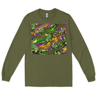 Army Green mardi gras louisiana crocodile leopard Long Sleeve Tee - RanaPortraitStore