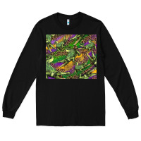 Black mardi gras louisiana crocodile leopard Long Sleeve Tee - RanaPortraitStore