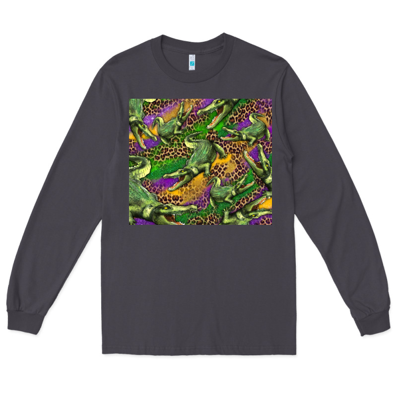 Mardi Gras Louisiana Crocodile Leopard Long Sleeve Tee by RanaPortraitStore | Teevron