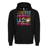 Black more espresso less depresso Zipper Hoodie - Zillion Design Studio