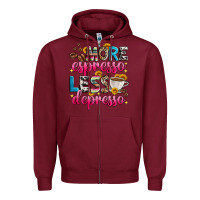 Burgundy more espresso less depresso Zipper Hoodie - Zillion Design Studio